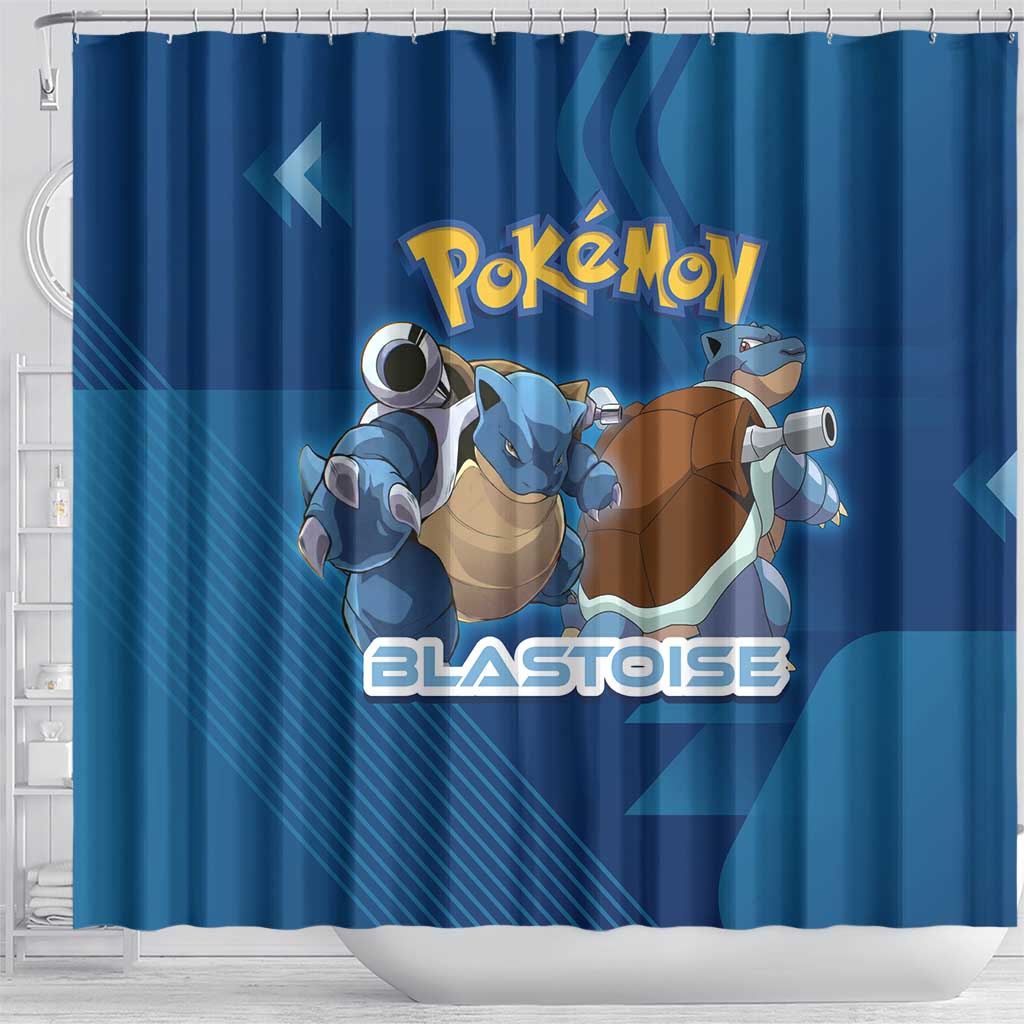 Blastoise Poké Shower Curtain Tech Armor Anime Wave Style