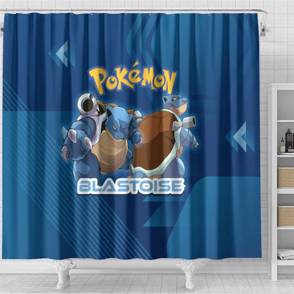 Blastoise Poké Shower Curtain Tech Armor Anime Wave Style