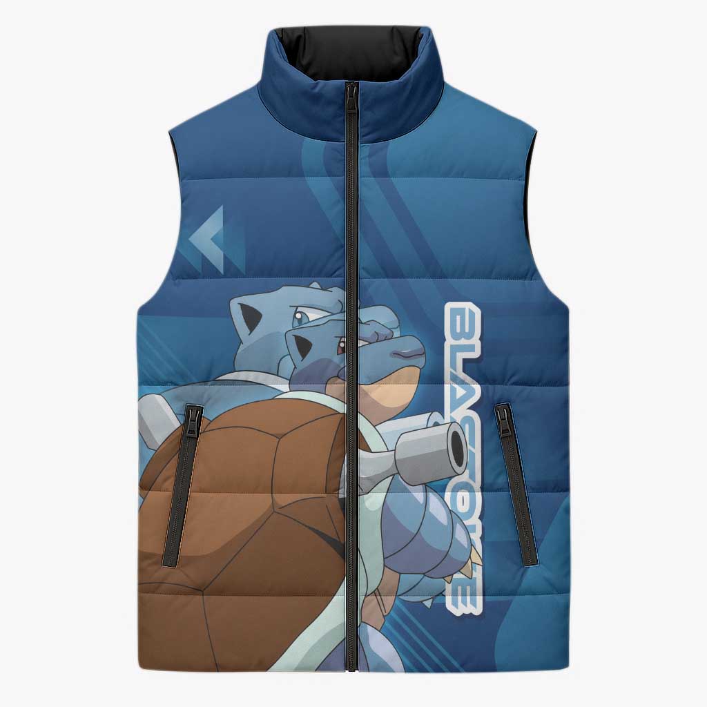 Blastoise Poké Sleeveless Puffer Jacket Tech Armor Anime Wave Style