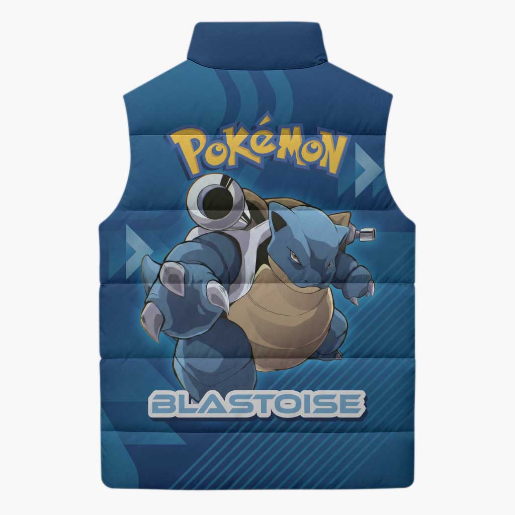 Blastoise Poké Sleeveless Puffer Jacket Tech Armor Anime Wave Style