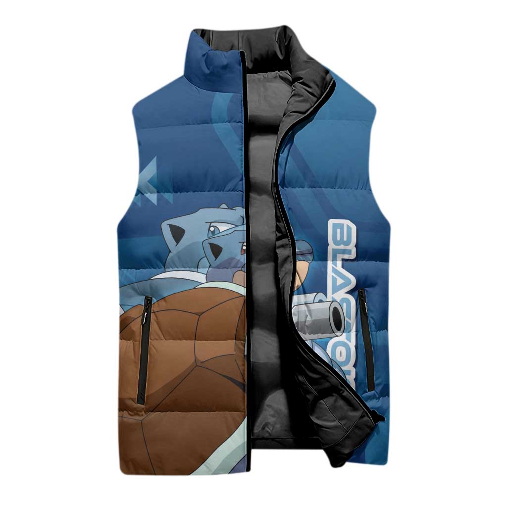 Blastoise Poké Sleeveless Puffer Jacket Tech Armor Anime Wave Style