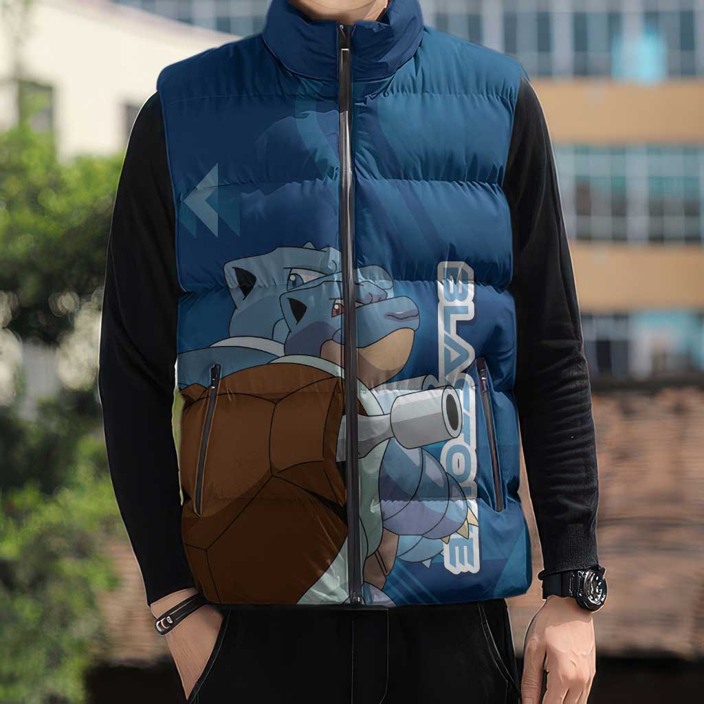 Blastoise Poké Sleeveless Puffer Jacket Tech Armor Anime Wave Style