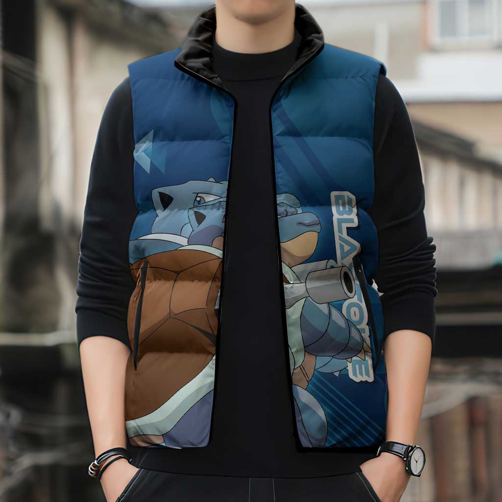 Blastoise Poké Sleeveless Puffer Jacket Tech Armor Anime Wave Style
