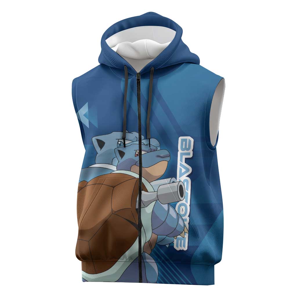 Blastoise Poké Sleeveless Zip Hoodie Tech Armor Anime Wave Style