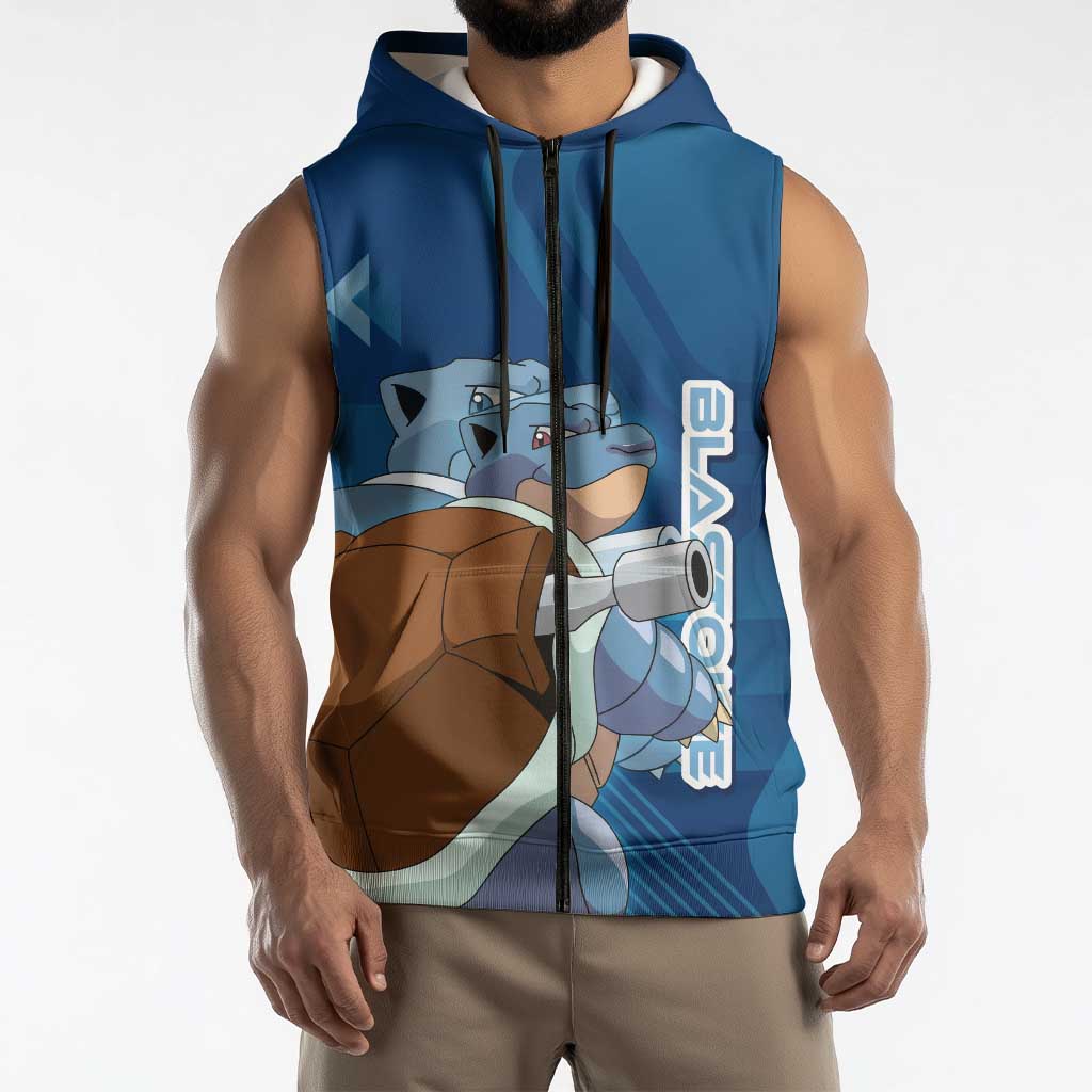 Blastoise Poké Sleeveless Zip Hoodie Tech Armor Anime Wave Style