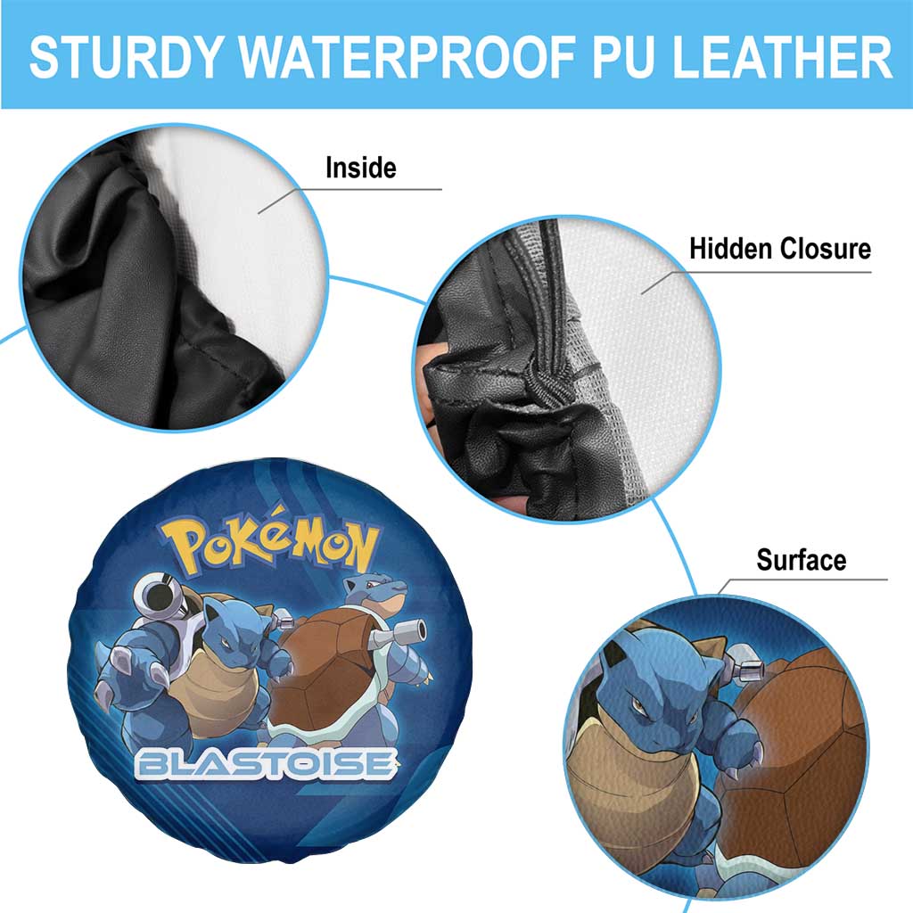 Blastoise Poké Spare Tire Cover Tech Armor Anime Wave Style