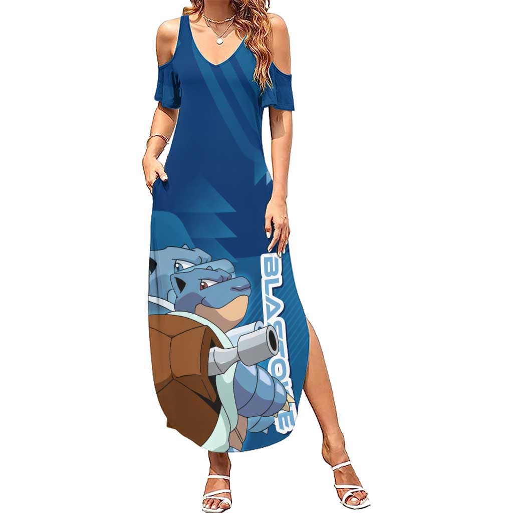 Blastoise Poké Summer Maxi Dress Tech Armor Anime Wave Style