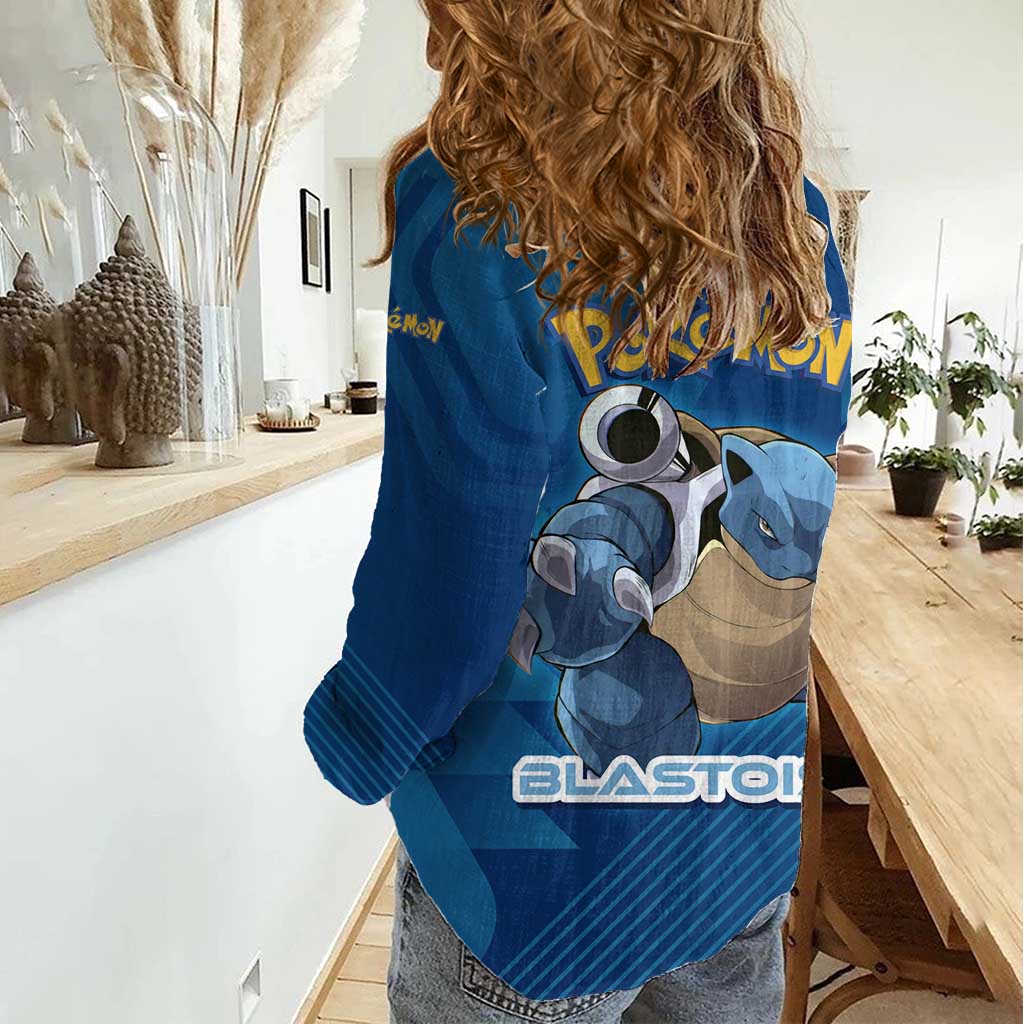 Blastoise Poké Women Casual Shirt Tech Armor Anime Wave Style