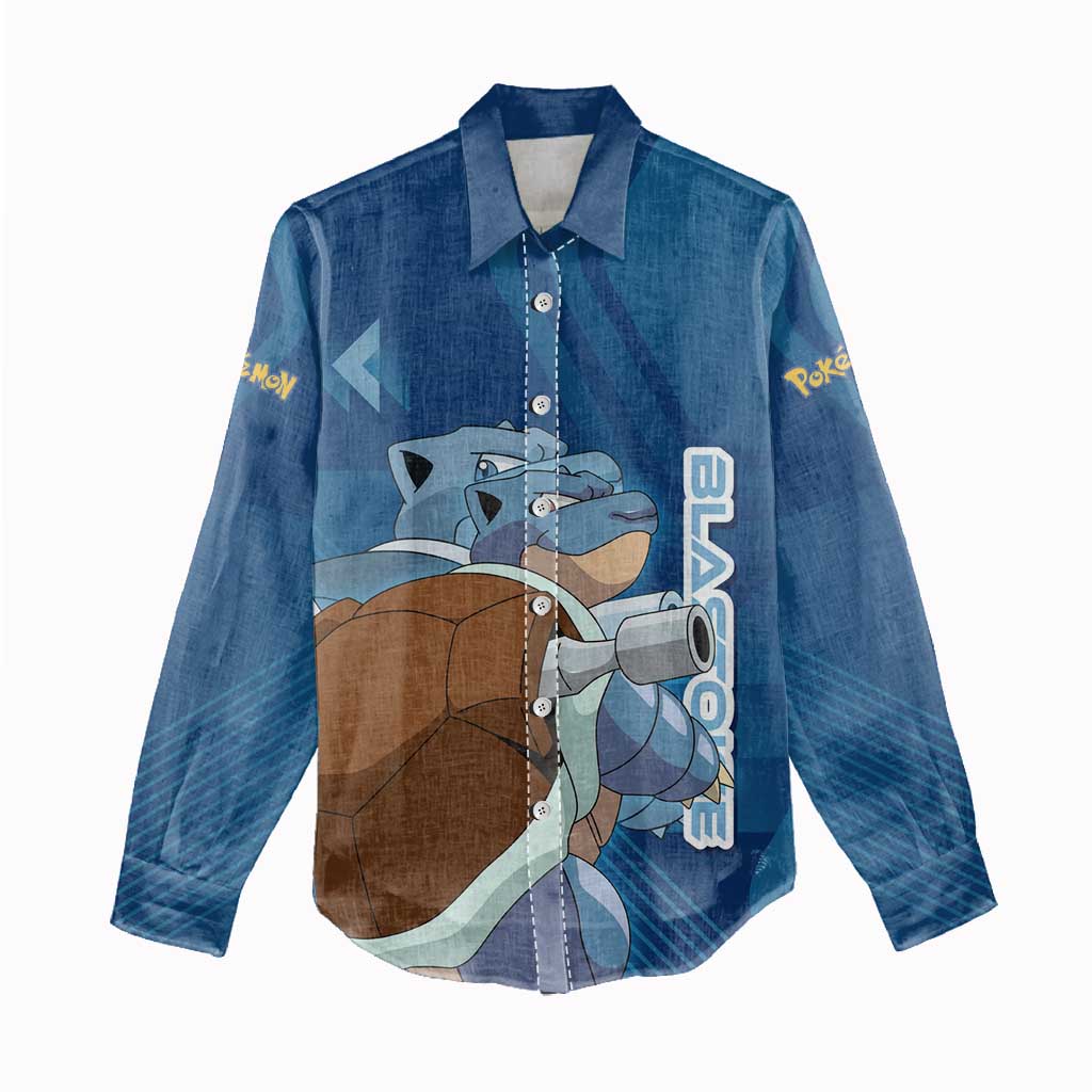 Blastoise Poké Women Casual Shirt Tech Armor Anime Wave Style