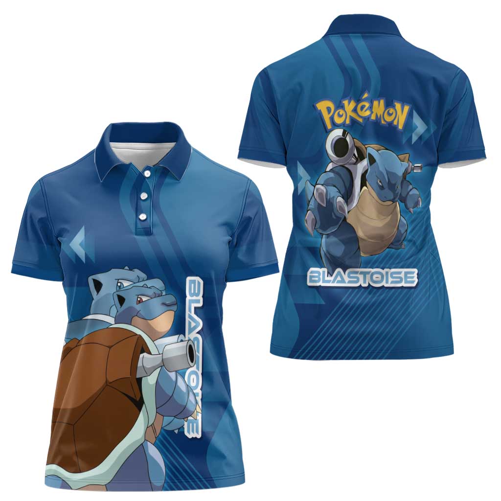 Blastoise Poké Women Polo Shirt Tech Armor Anime Wave Style
