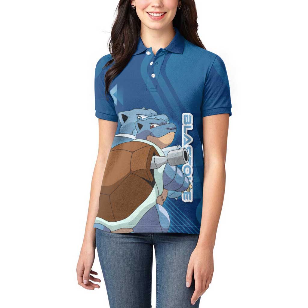 Blastoise Poké Women Polo Shirt Tech Armor Anime Wave Style