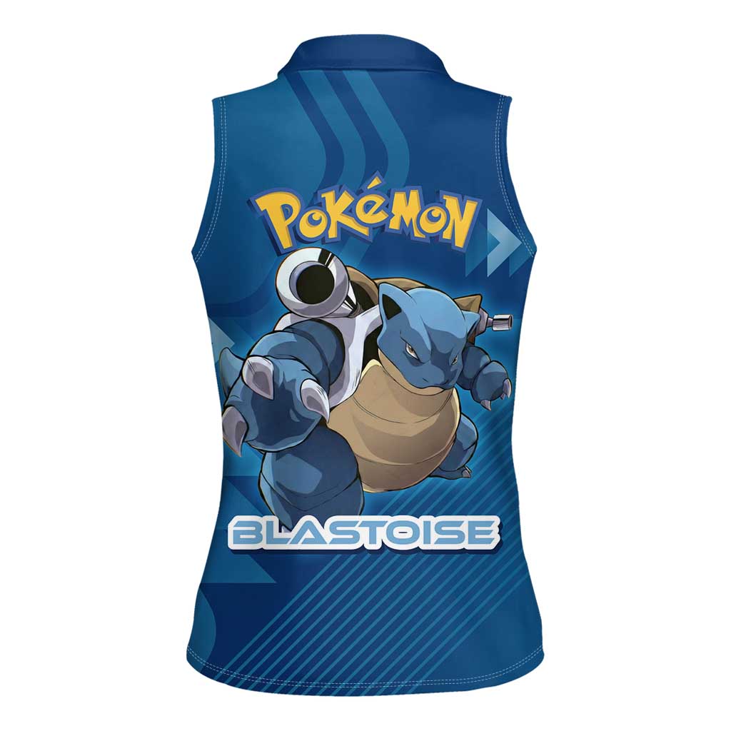 Blastoise Poké Women Sleeveless Polo Shirt Tech Armor Anime Wave Style