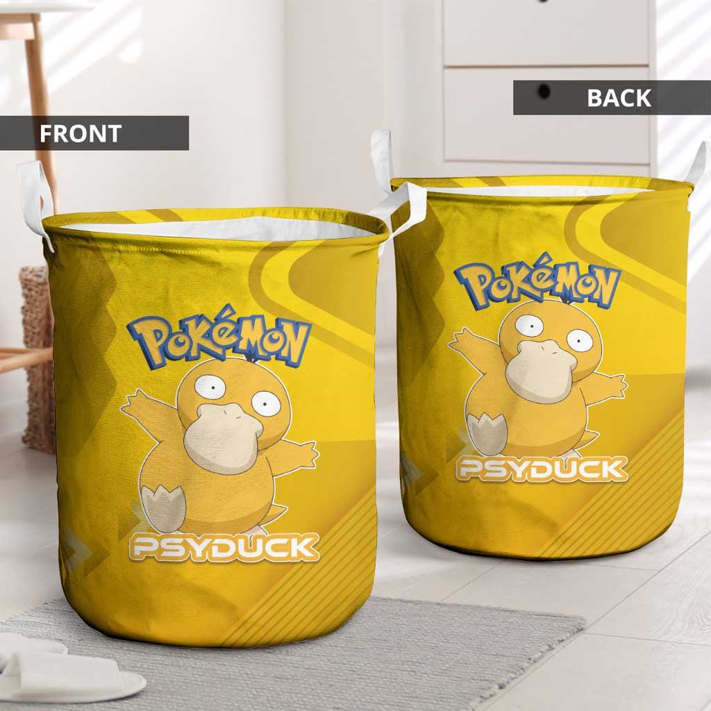 Psyduck Poké Laundry Basket Confused Yellow Cartoon Vector Style