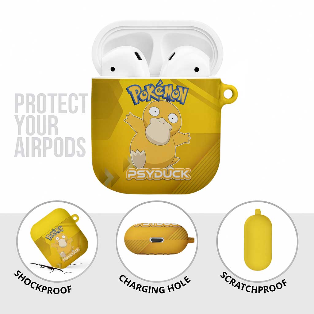 Psyduck Poké AirPods Case Confused Yellow Cartoon Vector Style