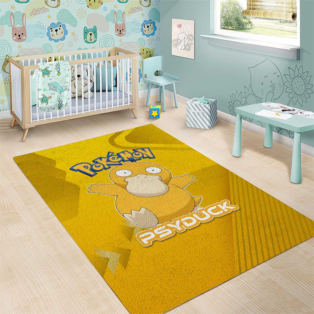 Psyduck Poké Area Rug Confused Yellow Cartoon Vector Style