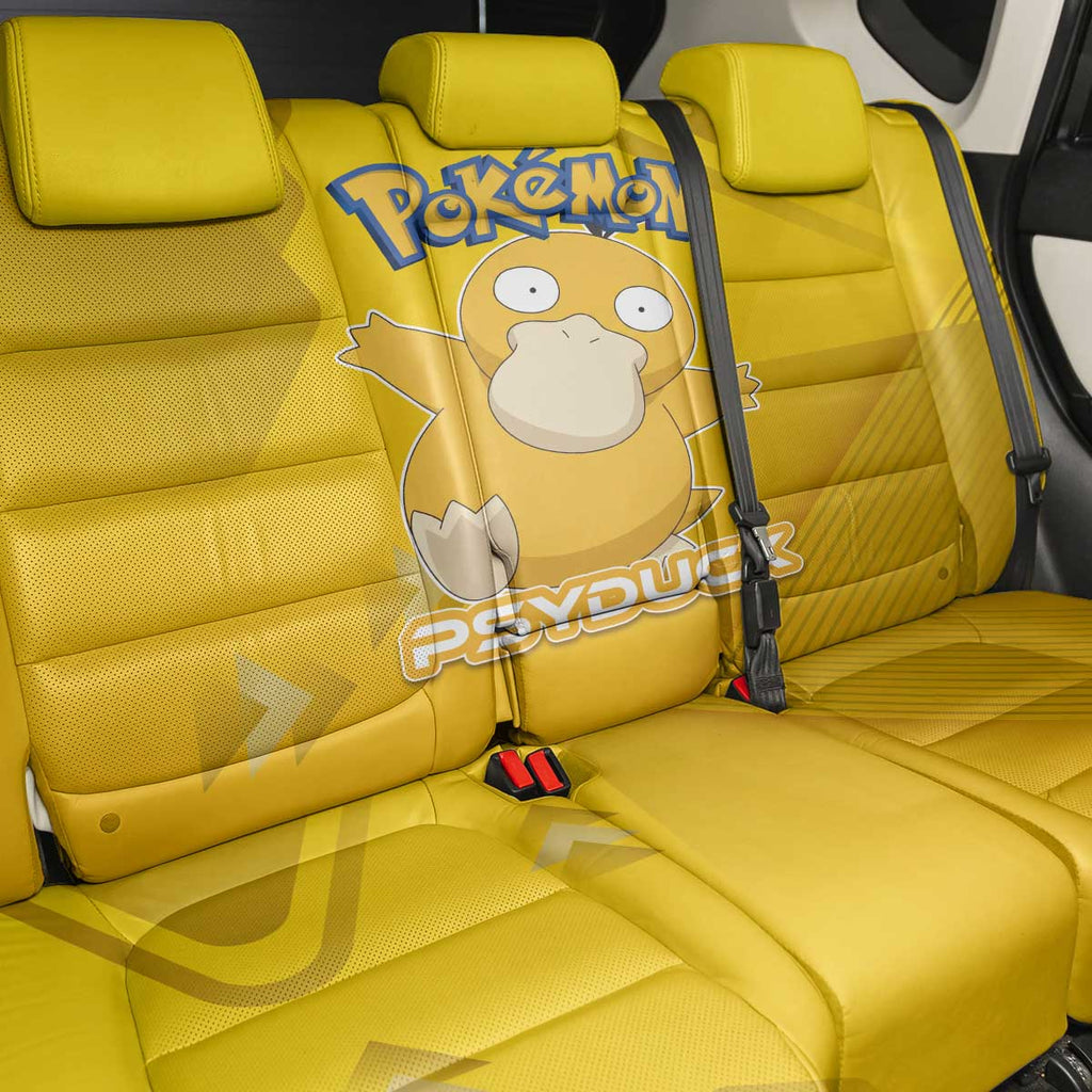 Psyduck Poké Back Car Seat Cover Confused Yellow Cartoon Vector Style