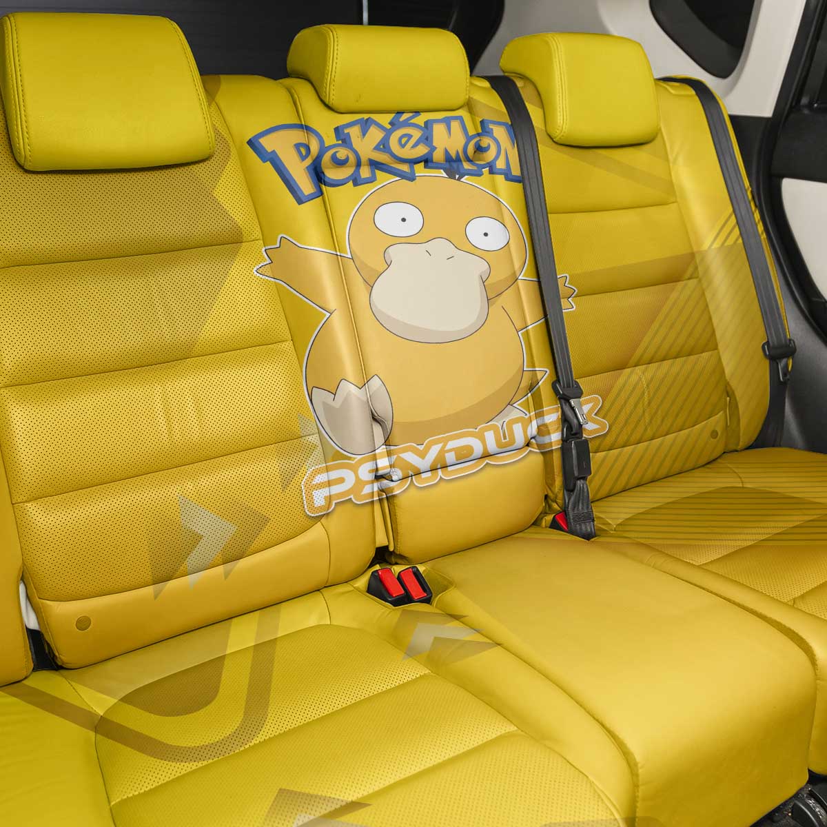 Psyduck Poké Back Car Seat Cover Confused Yellow Cartoon Vector Style
