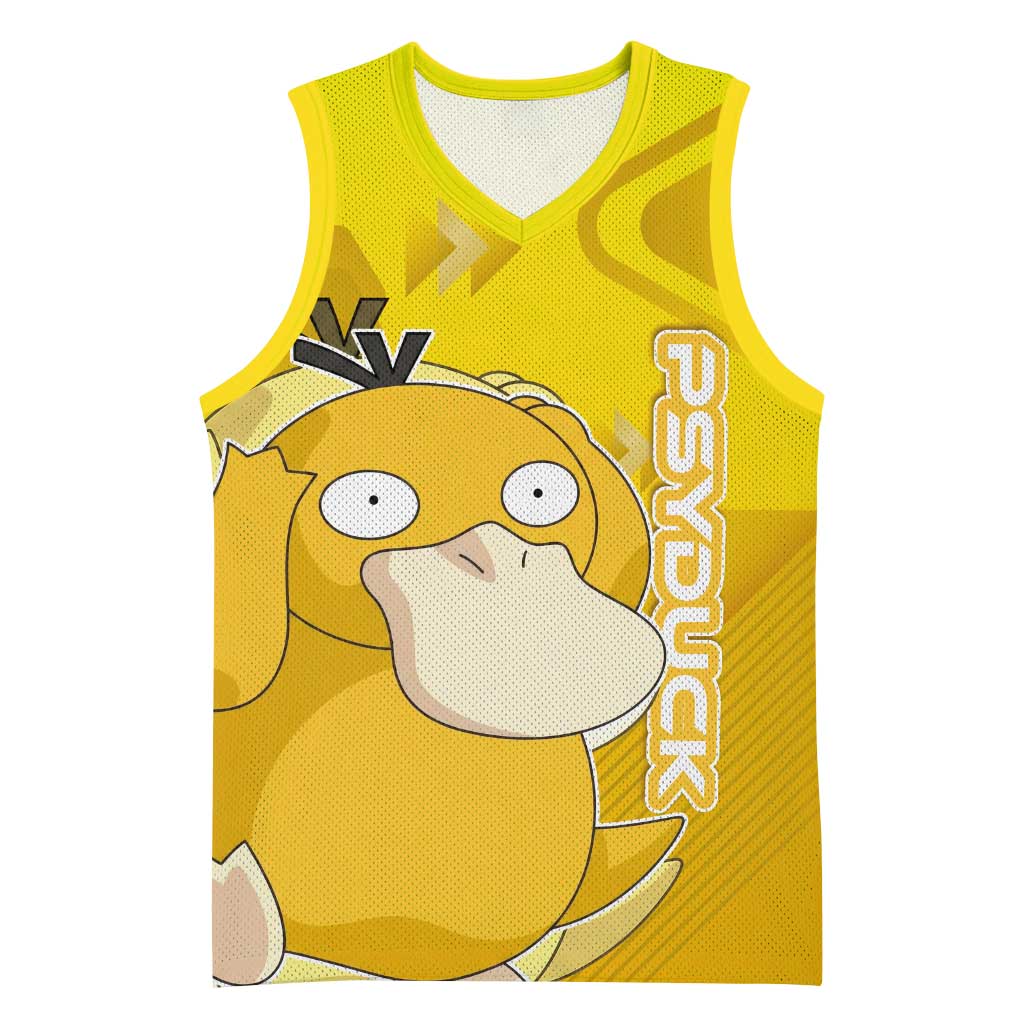 Psyduck Poké Basketball Jersey Confused Yellow Cartoon Vector Style