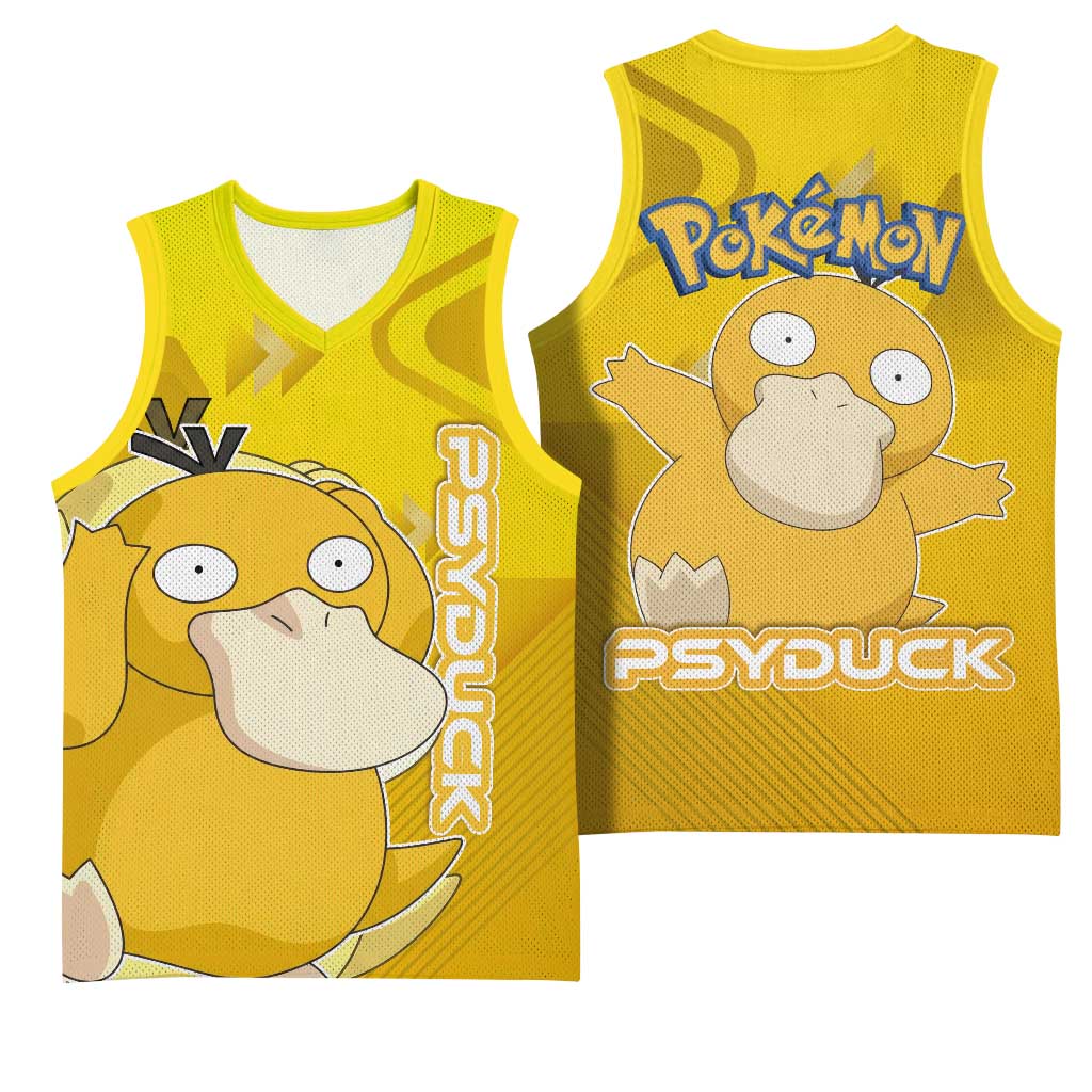 Psyduck Poké Basketball Jersey Confused Yellow Cartoon Vector Style
