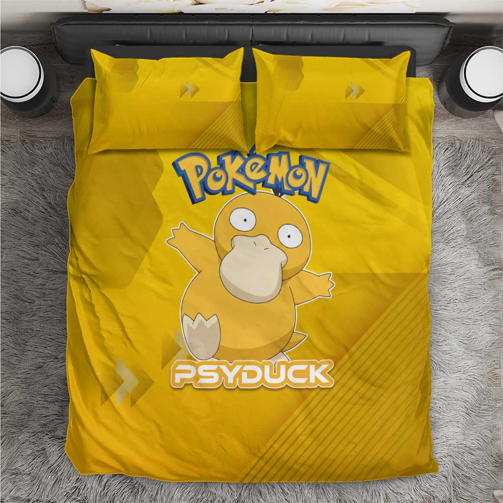 Psyduck Poké Bedding Set Confused Yellow Cartoon Vector Style