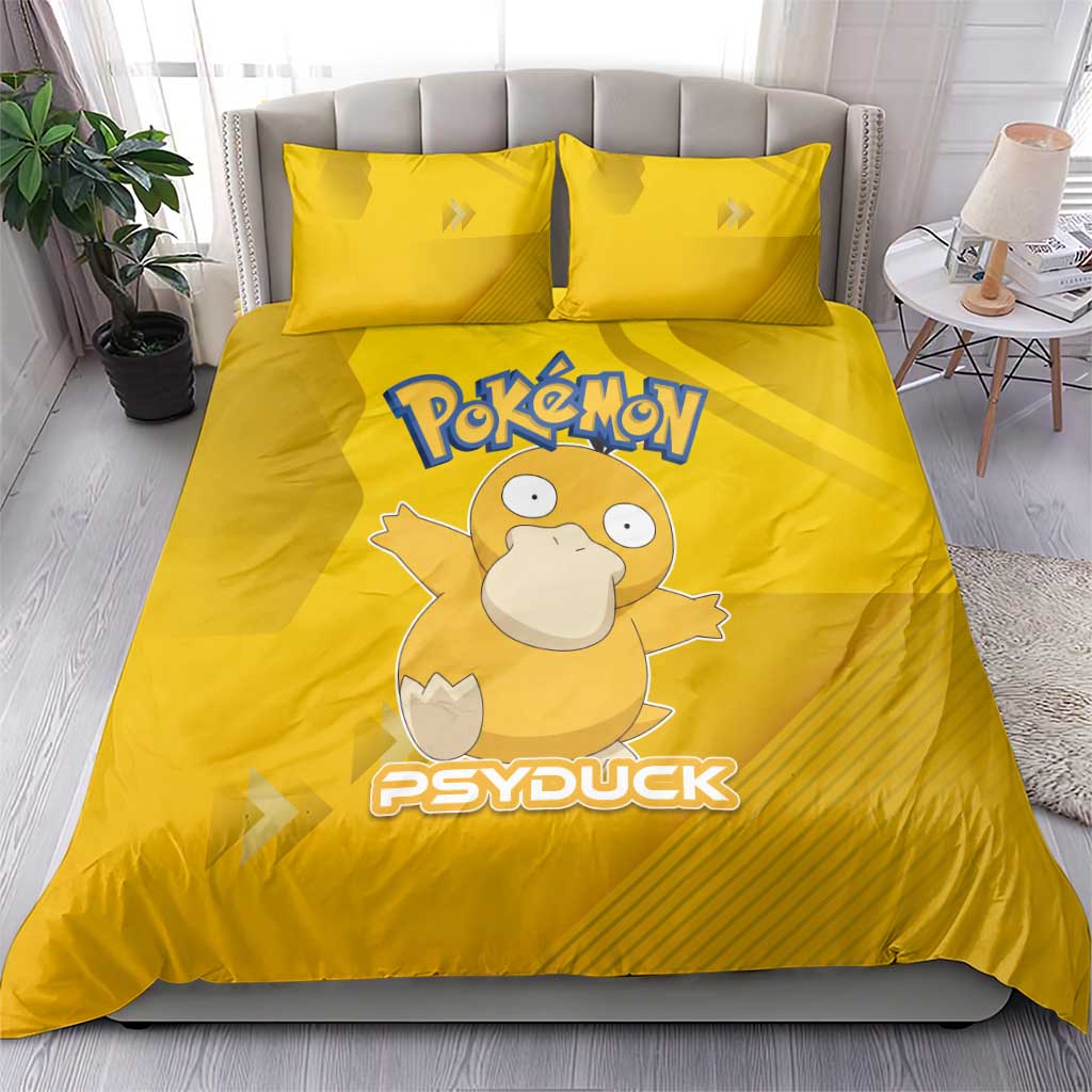Psyduck Poké Bedding Set Confused Yellow Cartoon Vector Style