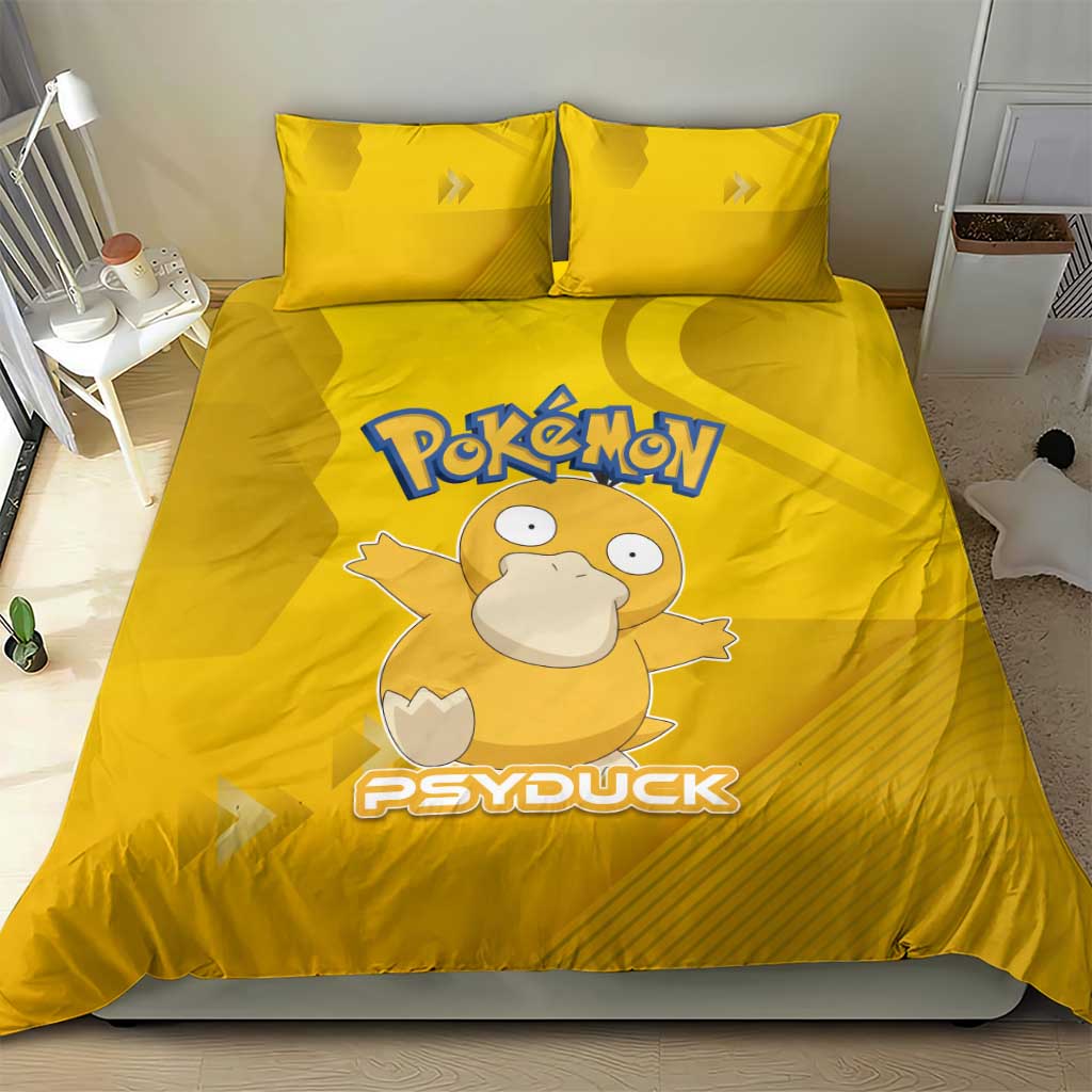 Psyduck Poké Bedding Set Confused Yellow Cartoon Vector Style