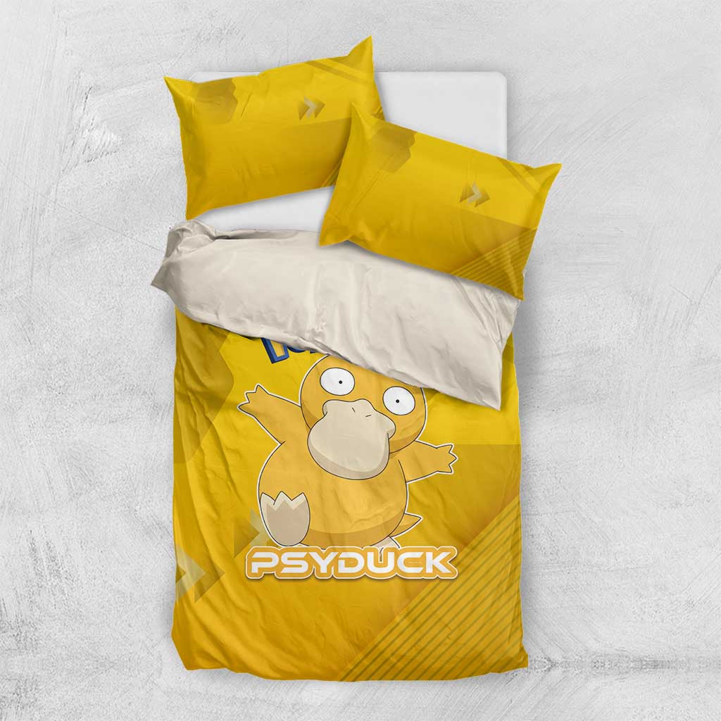 Psyduck Poké Bedding Set Confused Yellow Cartoon Vector Style