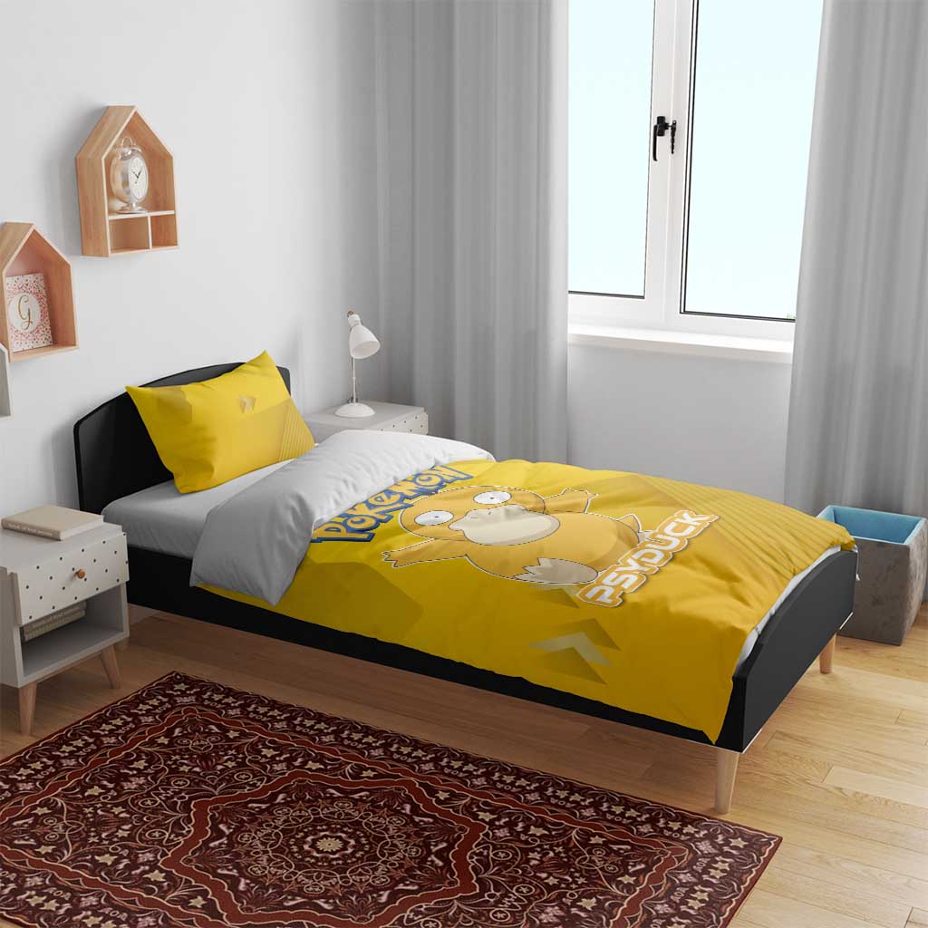 Psyduck Poké Bedding Set Confused Yellow Cartoon Vector Style