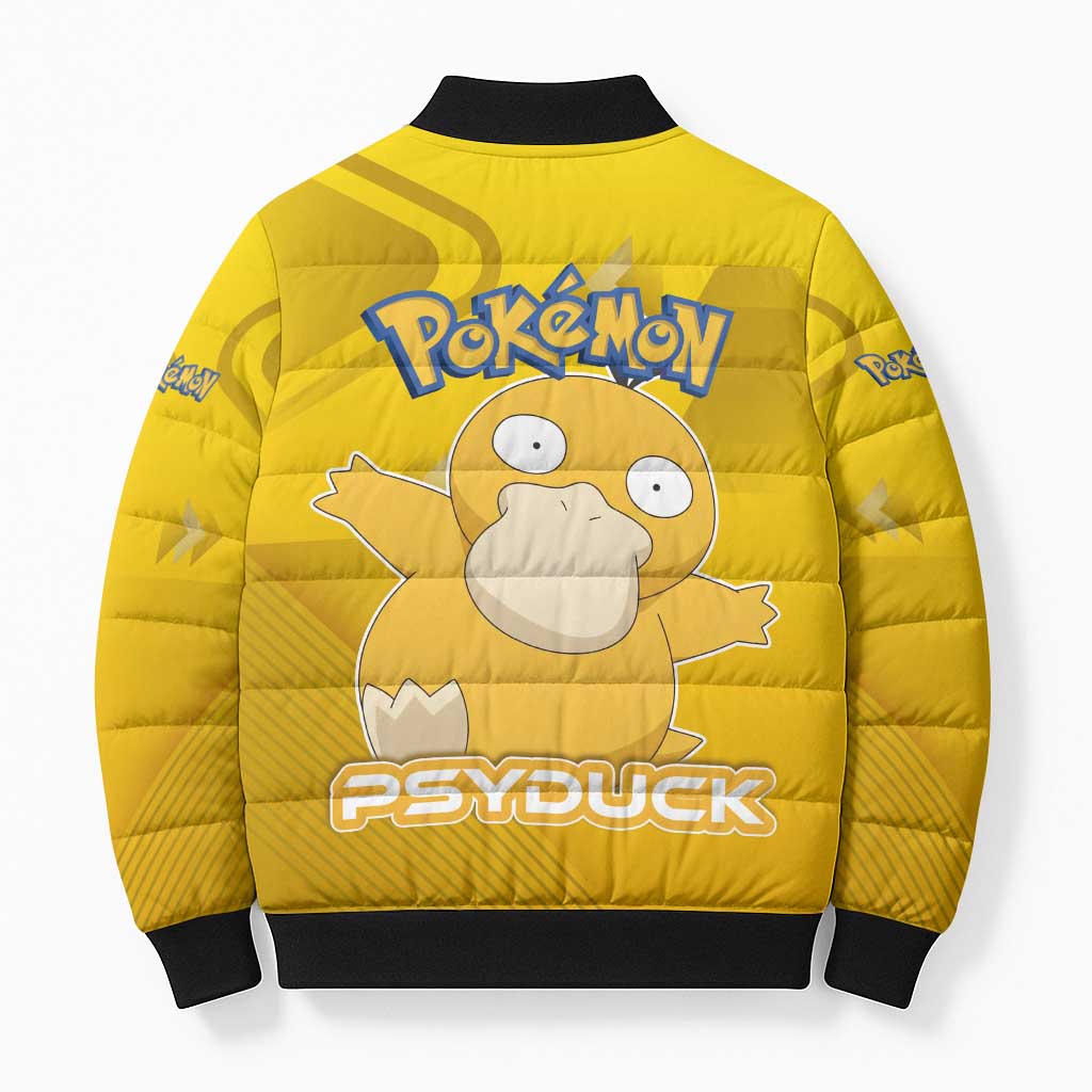 Psyduck Poké Bomber Puffer Jacket Confused Yellow Cartoon Vector Style