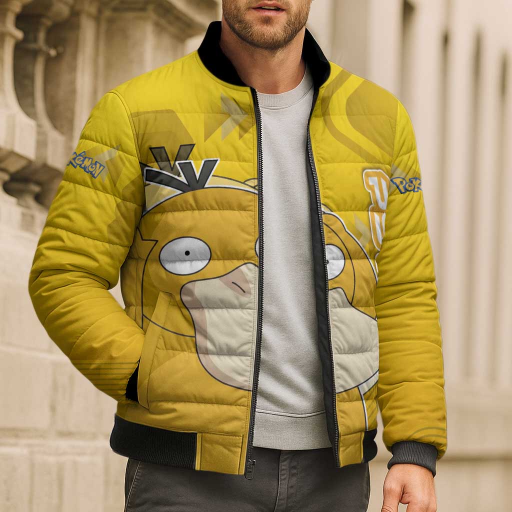 Psyduck Poké Bomber Puffer Jacket Confused Yellow Cartoon Vector Style