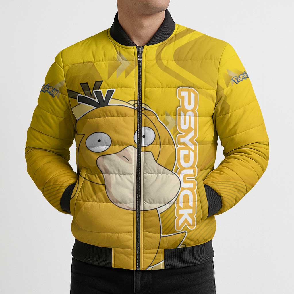 Psyduck Poké Bomber Puffer Jacket Confused Yellow Cartoon Vector Style