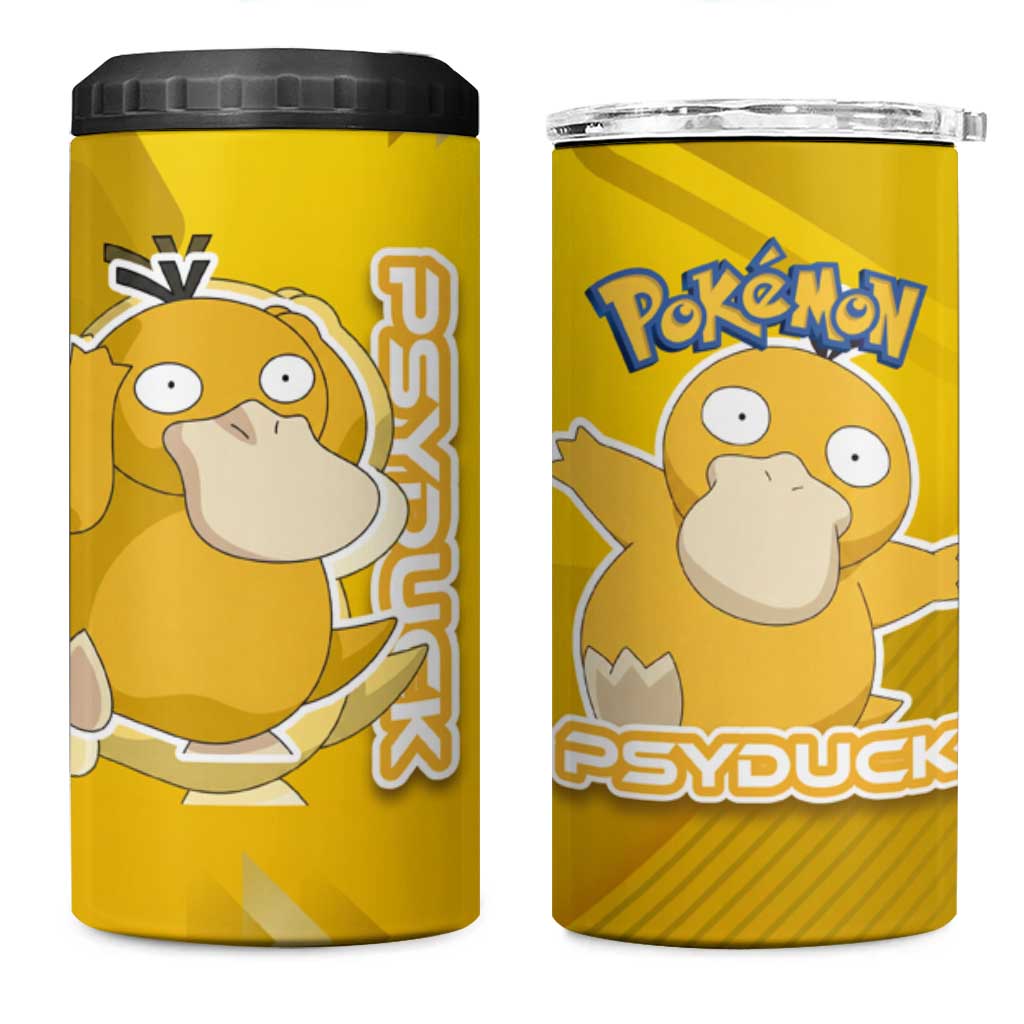 Psyduck Poké 4 in 1 Can Cooler Tumbler Confused Yellow Cartoon Vector Style
