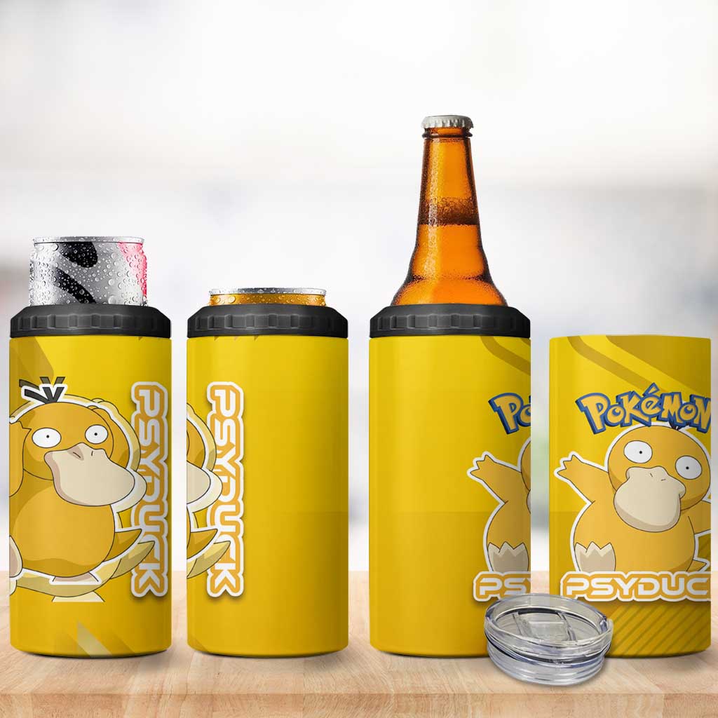 Psyduck Poké 4 in 1 Can Cooler Tumbler Confused Yellow Cartoon Vector Style