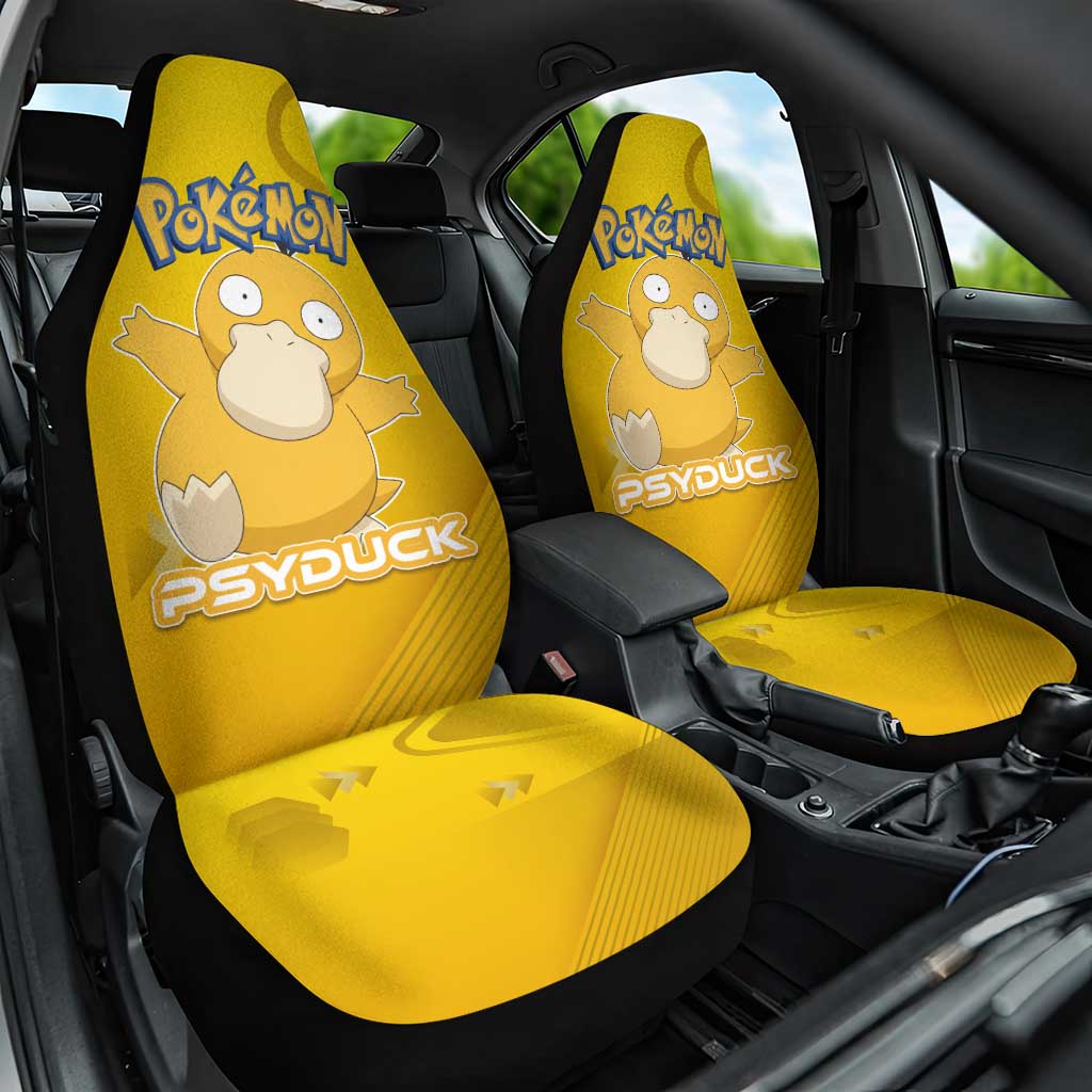 Psyduck Poké Car Seat Cover Confused Yellow Cartoon Vector Style