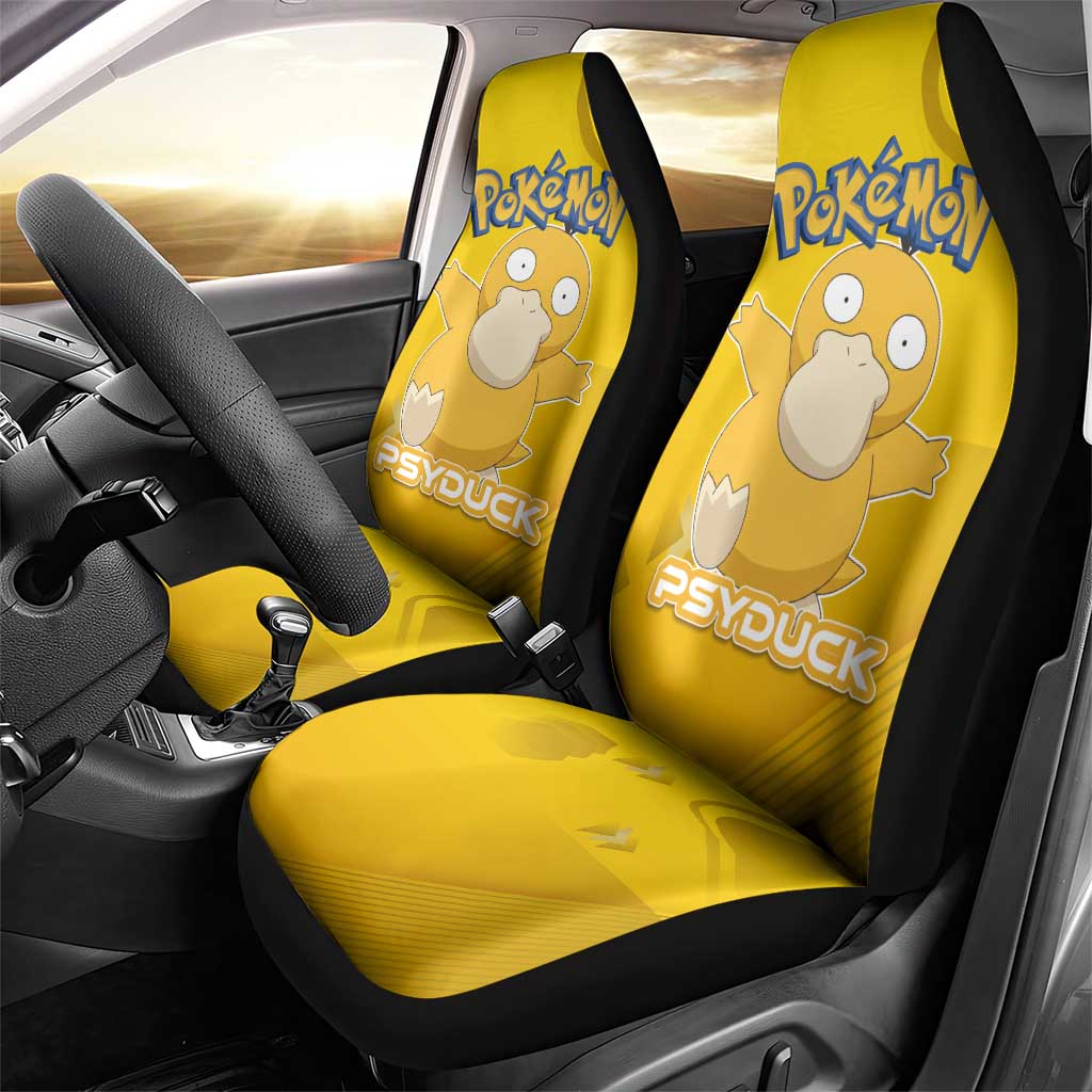 Psyduck Poké Car Seat Cover Confused Yellow Cartoon Vector Style