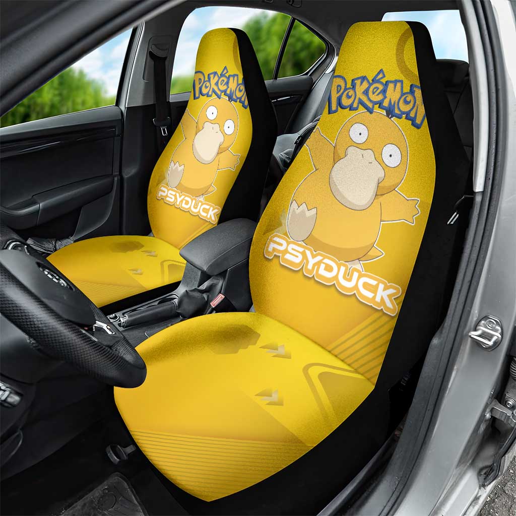 Psyduck Poké Car Seat Cover Confused Yellow Cartoon Vector Style