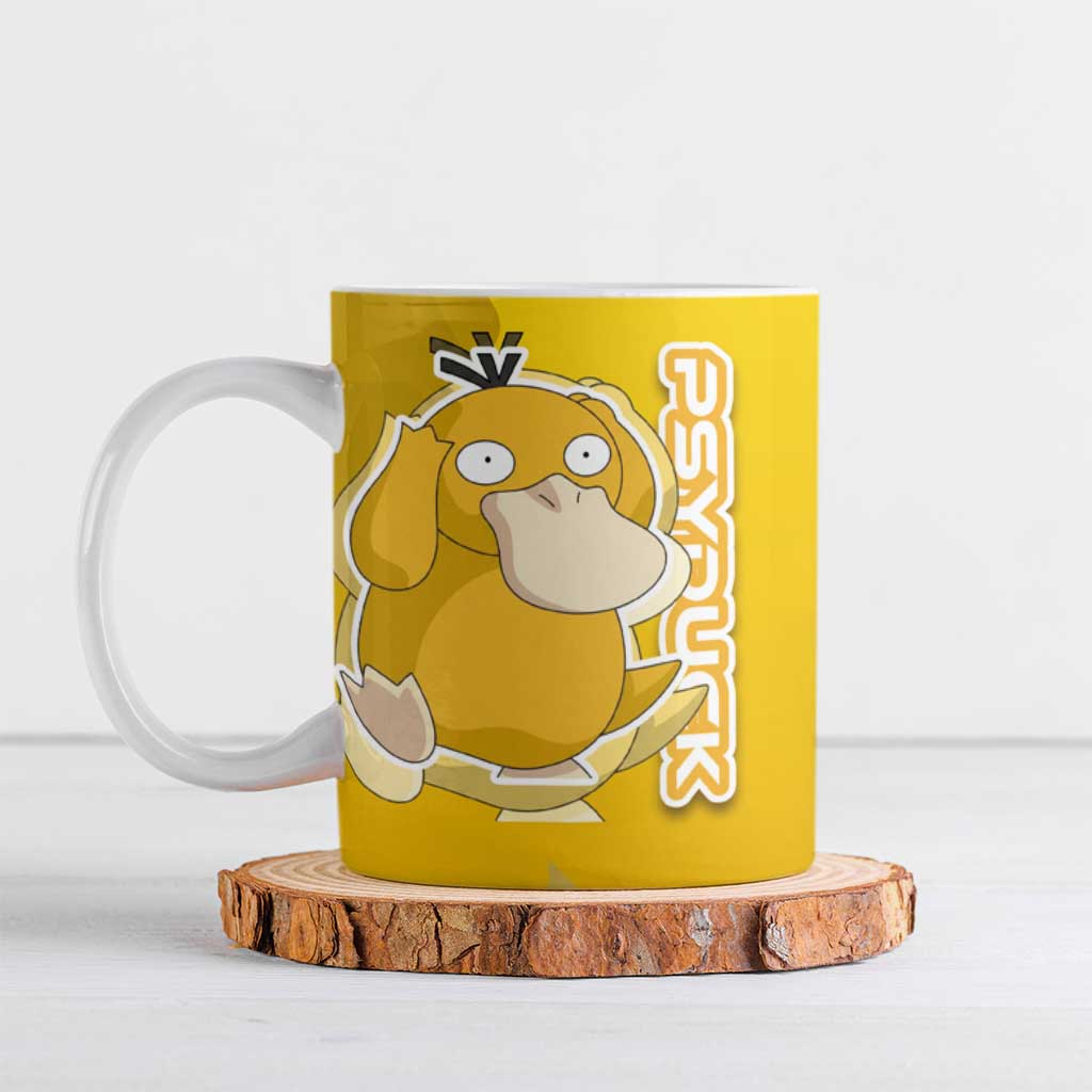 Psyduck Poké Ceramic Mug Confused Yellow Cartoon Vector Style