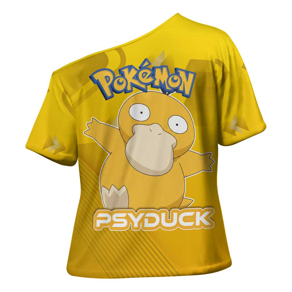 Psyduck Poké Cross Shoulder Shirt Confused Yellow Cartoon Vector Style