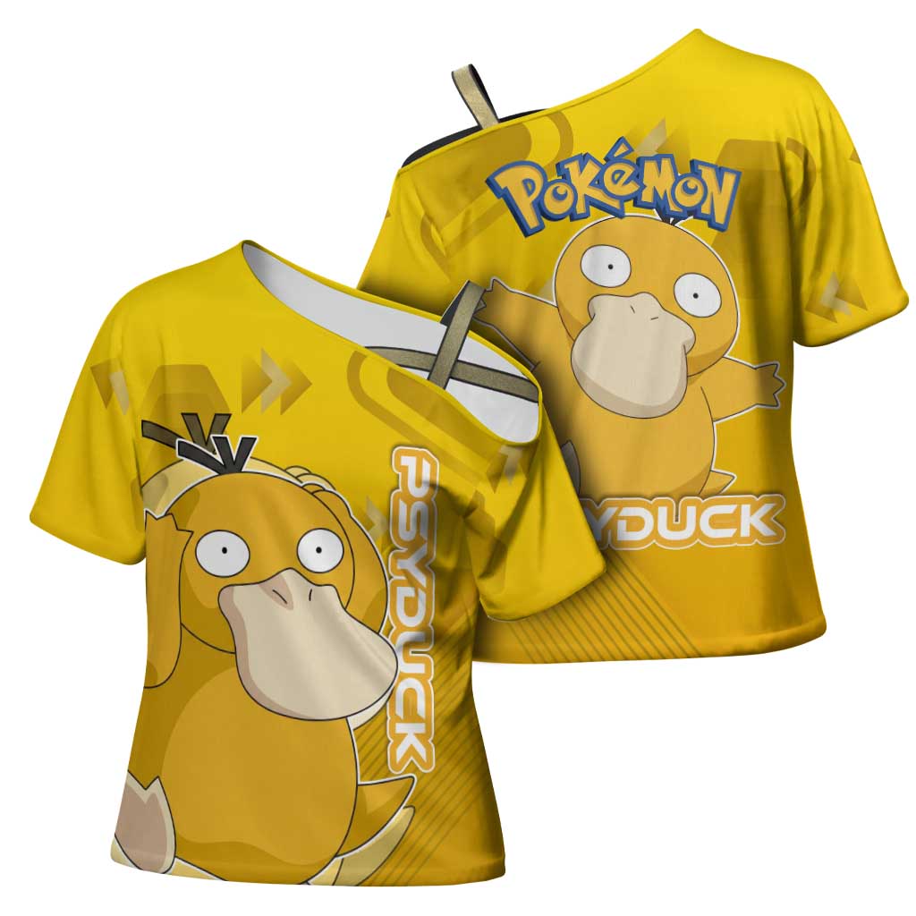 Psyduck Poké Cross Shoulder Shirt Confused Yellow Cartoon Vector Style