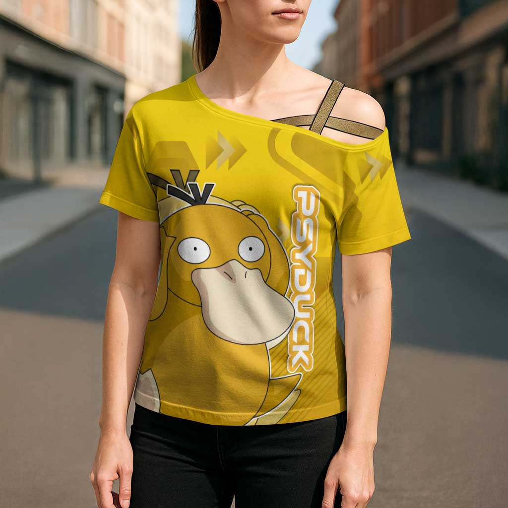 Psyduck Poké Cross Shoulder Shirt Confused Yellow Cartoon Vector Style
