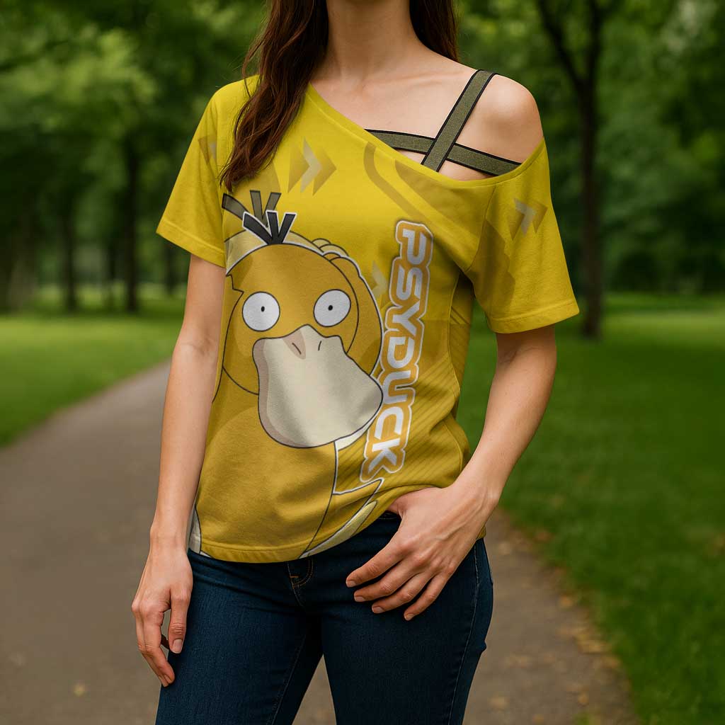 Psyduck Poké Cross Shoulder Shirt Confused Yellow Cartoon Vector Style