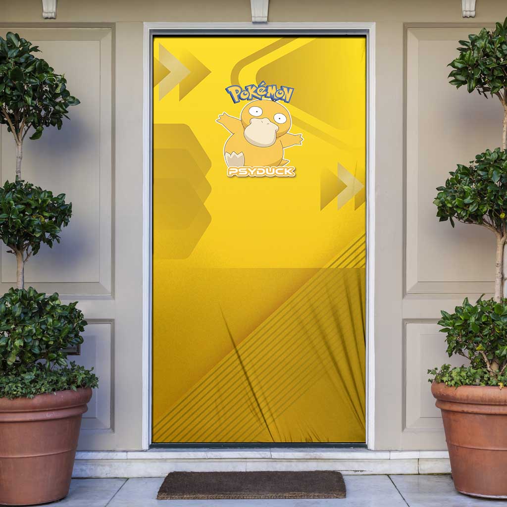 Psyduck Poké Door Cover Confused Yellow Cartoon Vector Style