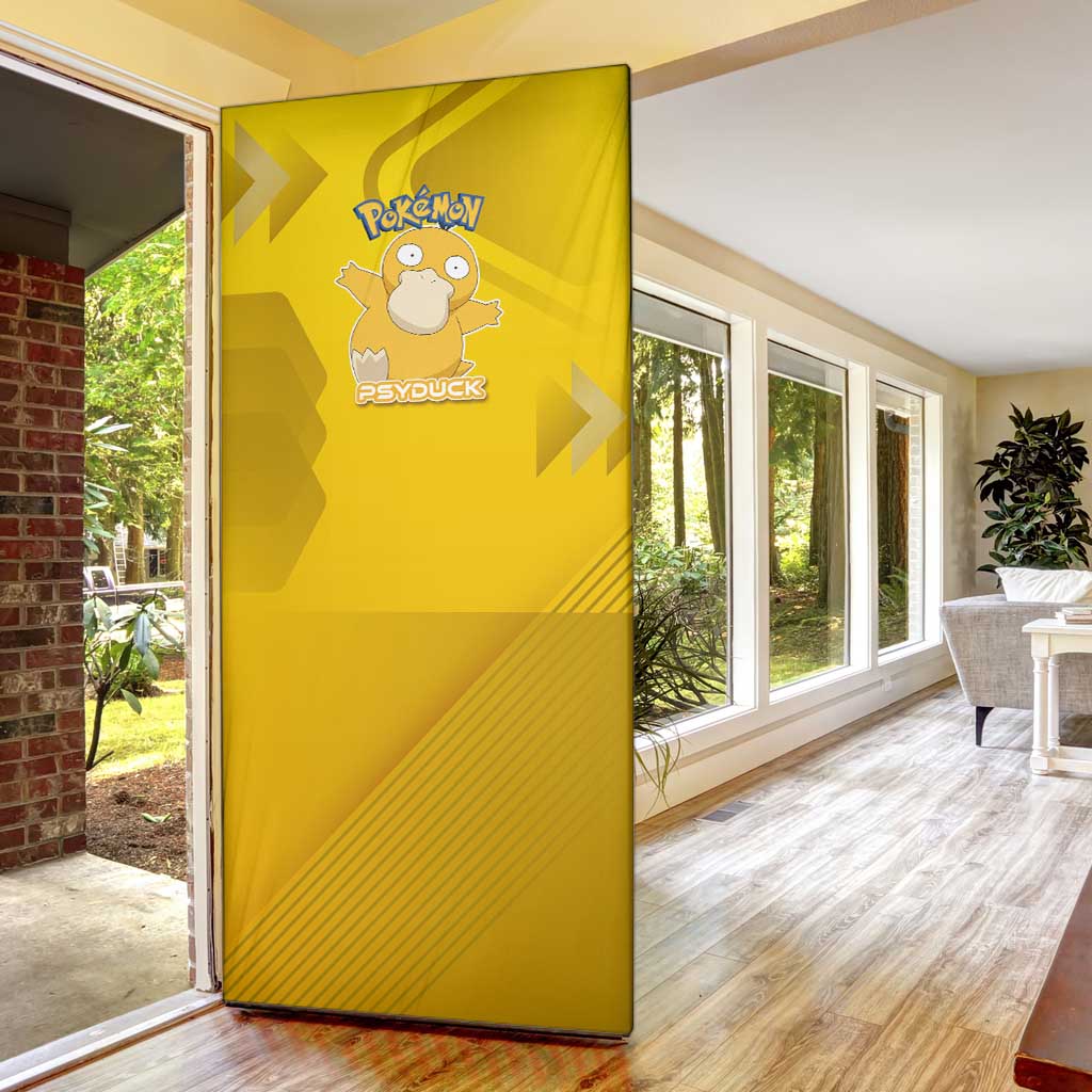 Psyduck Poké Door Cover Confused Yellow Cartoon Vector Style