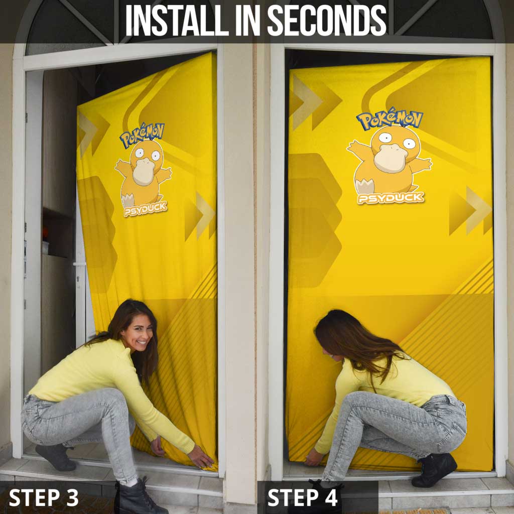 Psyduck Poké Door Cover Confused Yellow Cartoon Vector Style