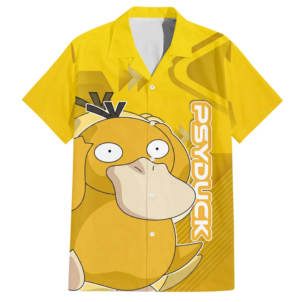 Psyduck Poké Hawaiian Shirt Confused Yellow Cartoon Vector Style