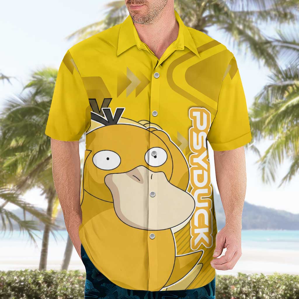 Psyduck Poké Hawaiian Shirt Confused Yellow Cartoon Vector Style
