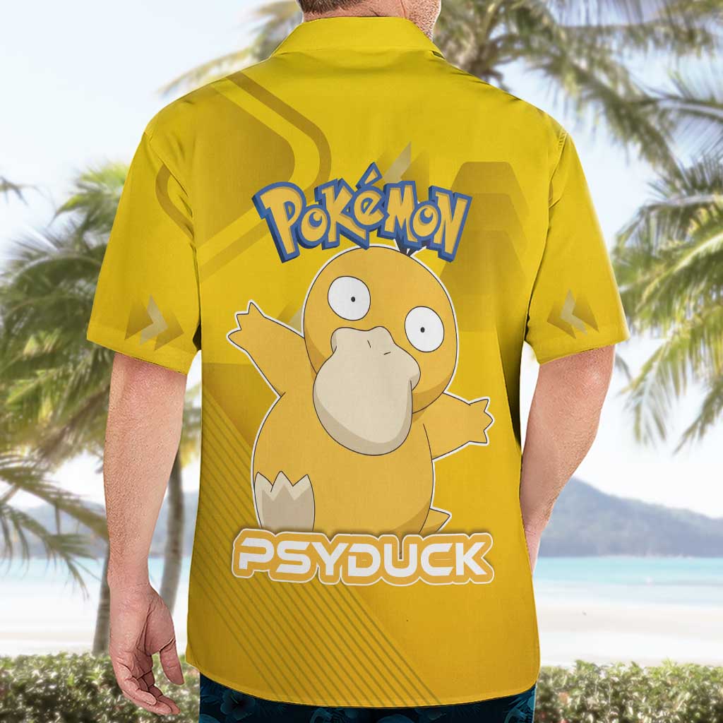 Psyduck Poké Hawaiian Shirt Confused Yellow Cartoon Vector Style