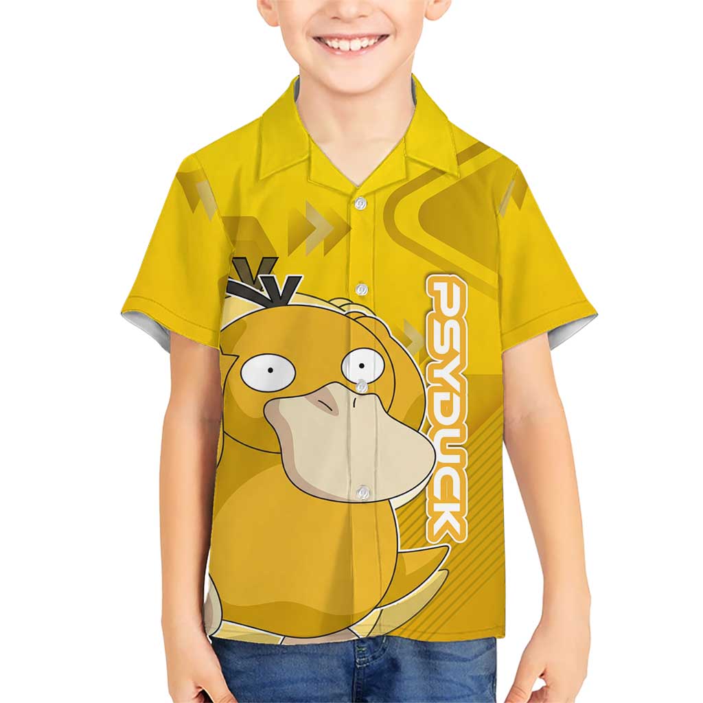 Psyduck Poké Hawaiian Shirt Confused Yellow Cartoon Vector Style