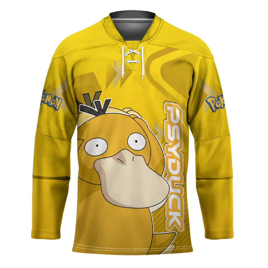 Psyduck Poké Hockey Jersey Confused Yellow Cartoon Vector Style