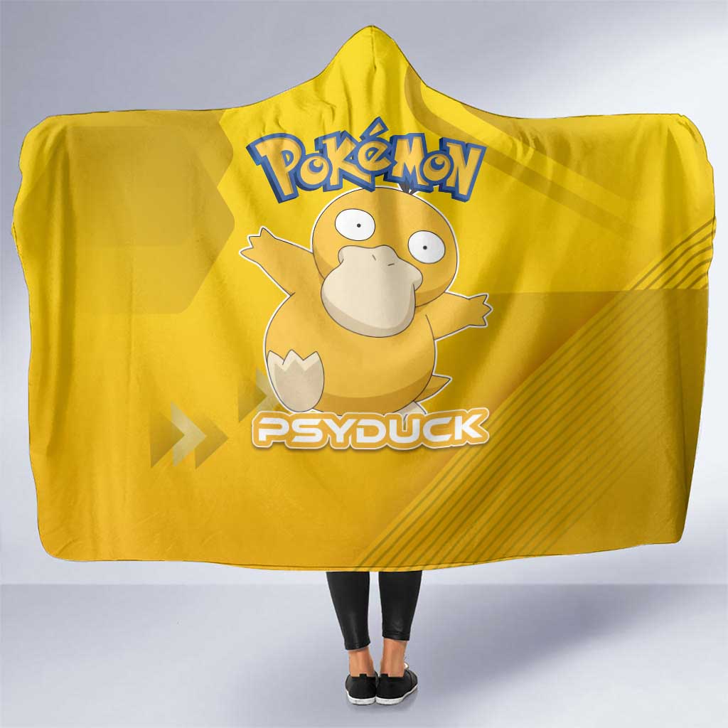 Psyduck Poké Hooded Blanket Confused Yellow Cartoon Vector Style